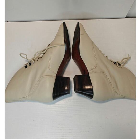 Vintage Bass cream leather lace up boots sz 7.5 - Picture 5 of 9